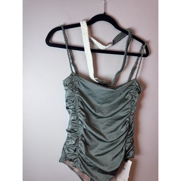 JOHANNA ORTIZ Luster Of Pearls One-piece Swimsuit Green Belted Large NWT $495 - Picture 14 of 15